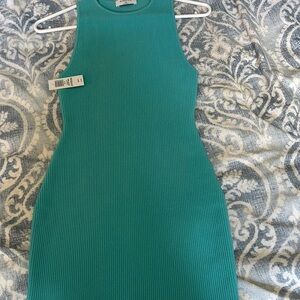 Aritzia Teal Ribbed Dress